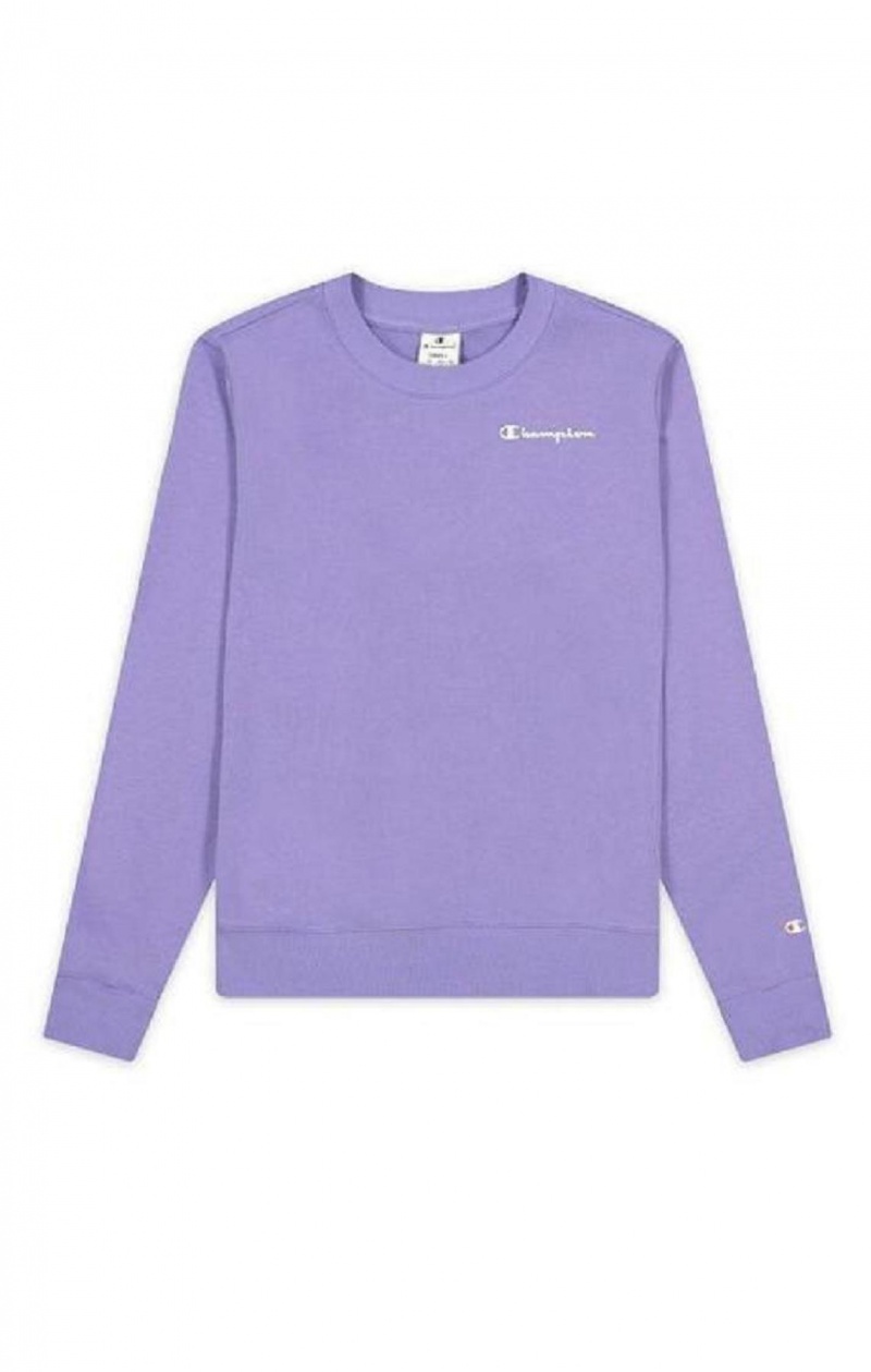 Champion Small Script Logo Spring Bomulds Terry Sweatshirt Sweatshirts Dame Lilla Olivengrøn | 7514-GNHXV