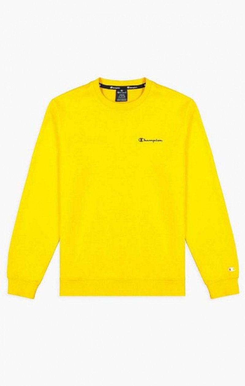 Champion Small Script Logo Sweatshirt Sweatshirts Herre Gul | 6240-HEATO