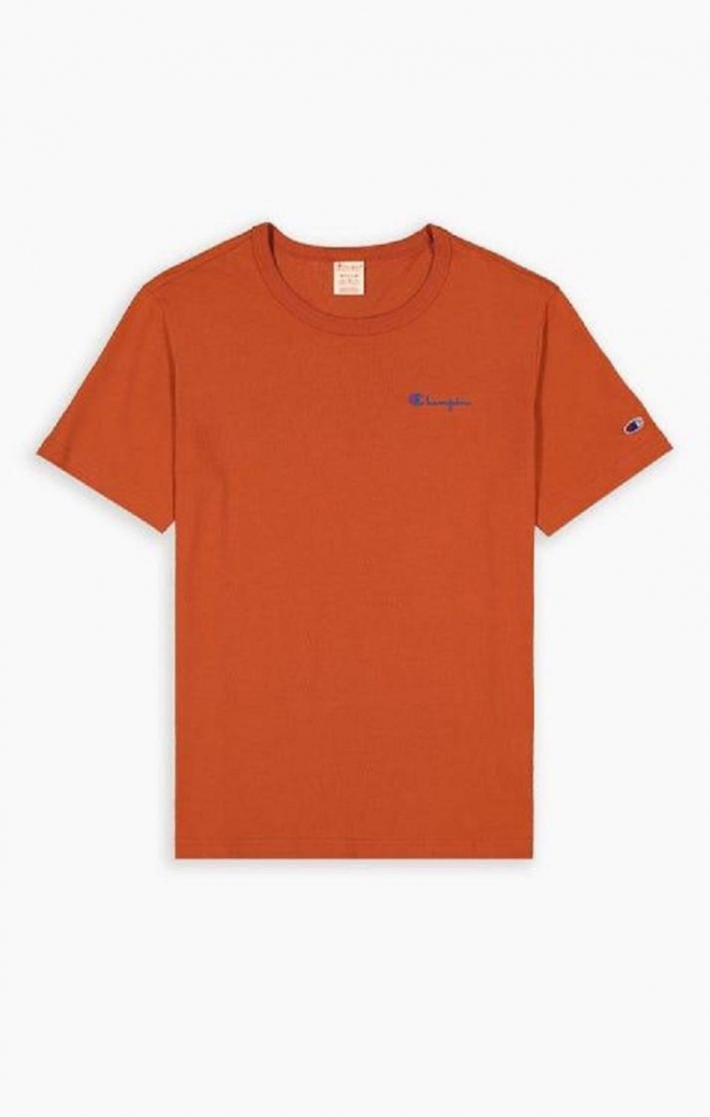 Champion Small Script Logo T-Shirt T Shirts Herre Brune | 4951-MHFSV