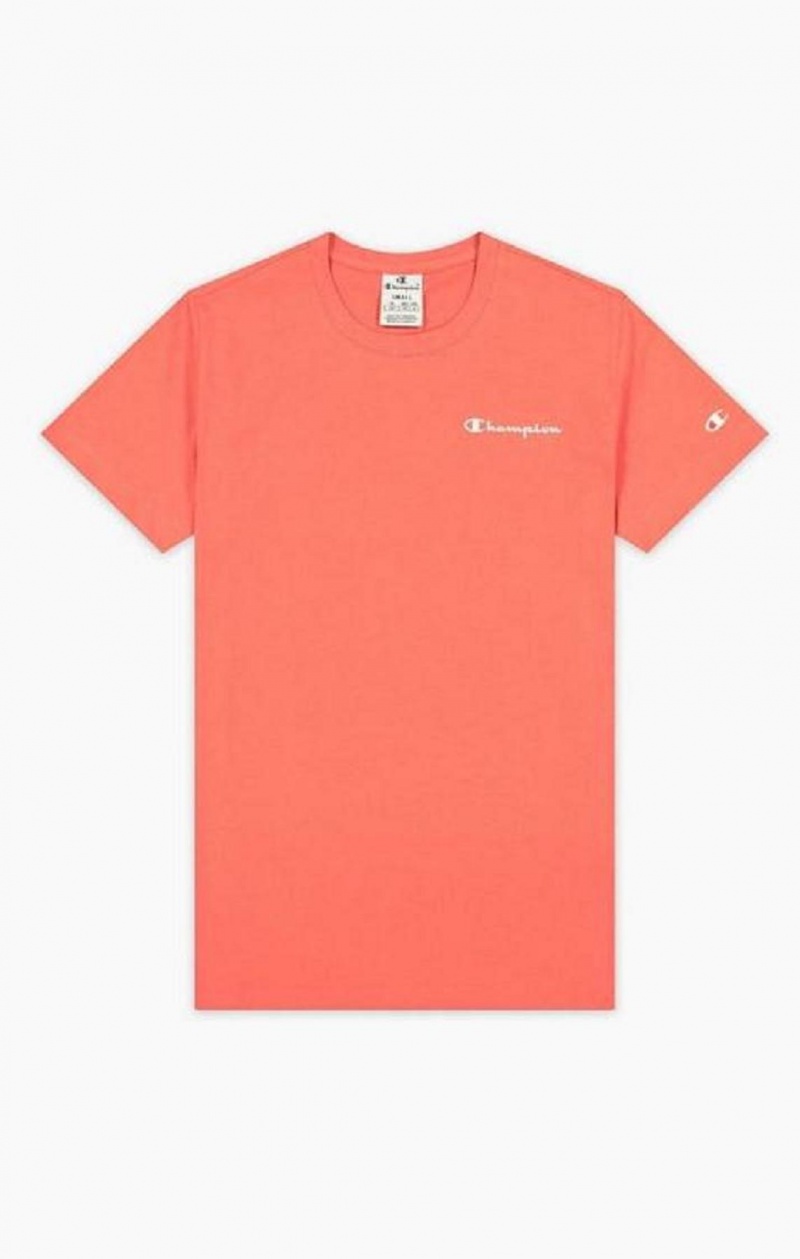 Champion Small Script Logo T-Shirt T Shirts Dame Koral | 8942-MELSF