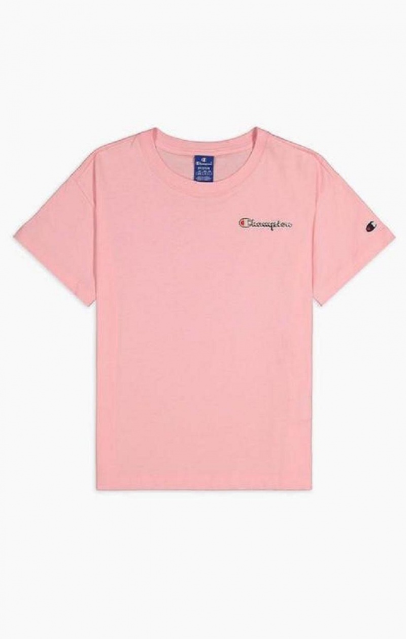 Champion Small Script Logo T-Shirt T Shirts Dame Lyserød | 1579-VCNPO