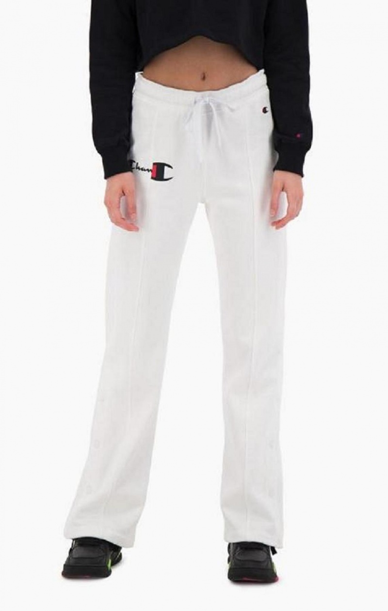 Champion Spliced Logo Popper Track Pants Joggingbukser Dame Hvide | 0468-BZTIM