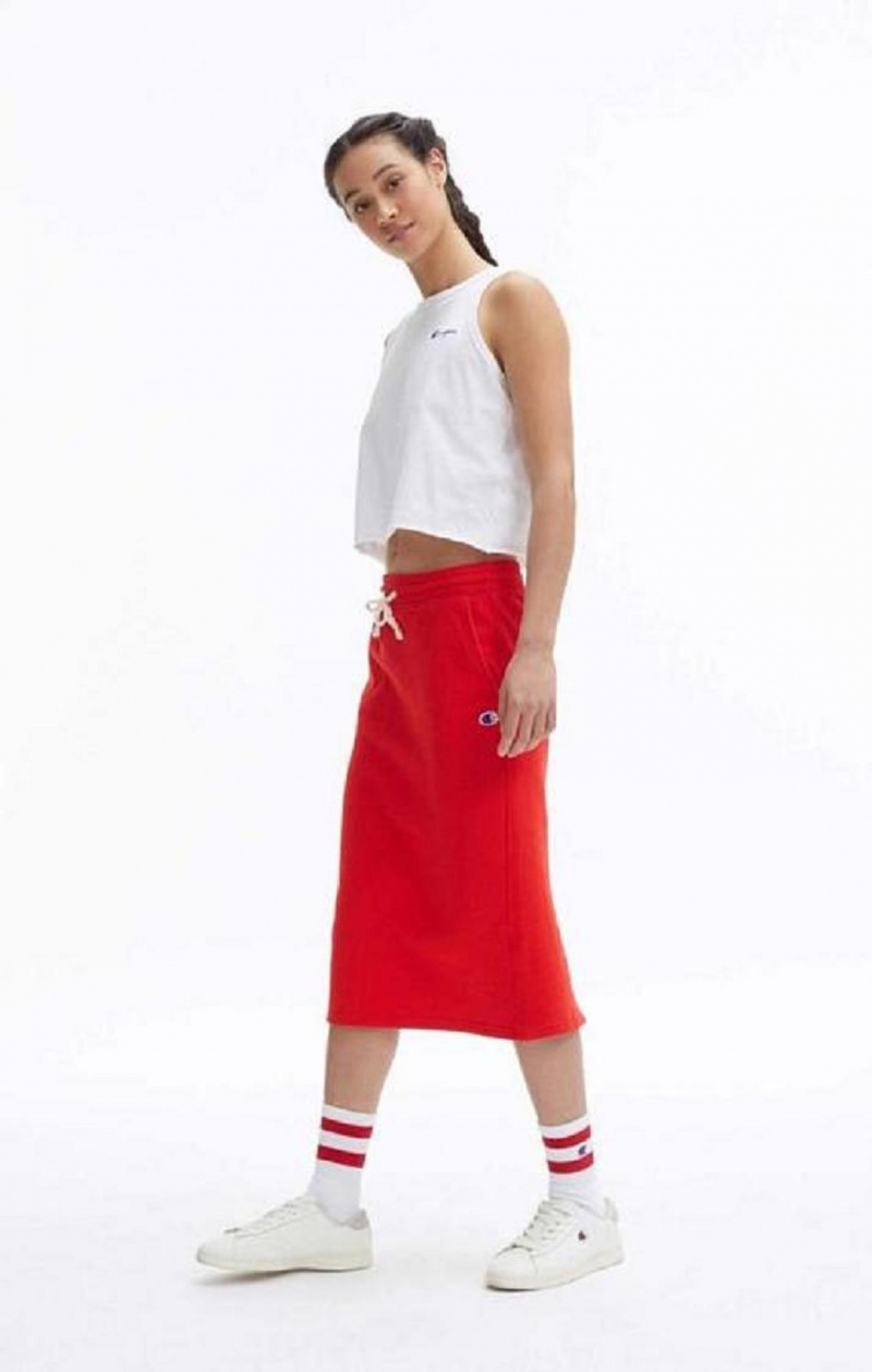 Champion Split Back Reverse Weave Midi Skirt Nederdel Dame Rød | 5608-ZLWCD