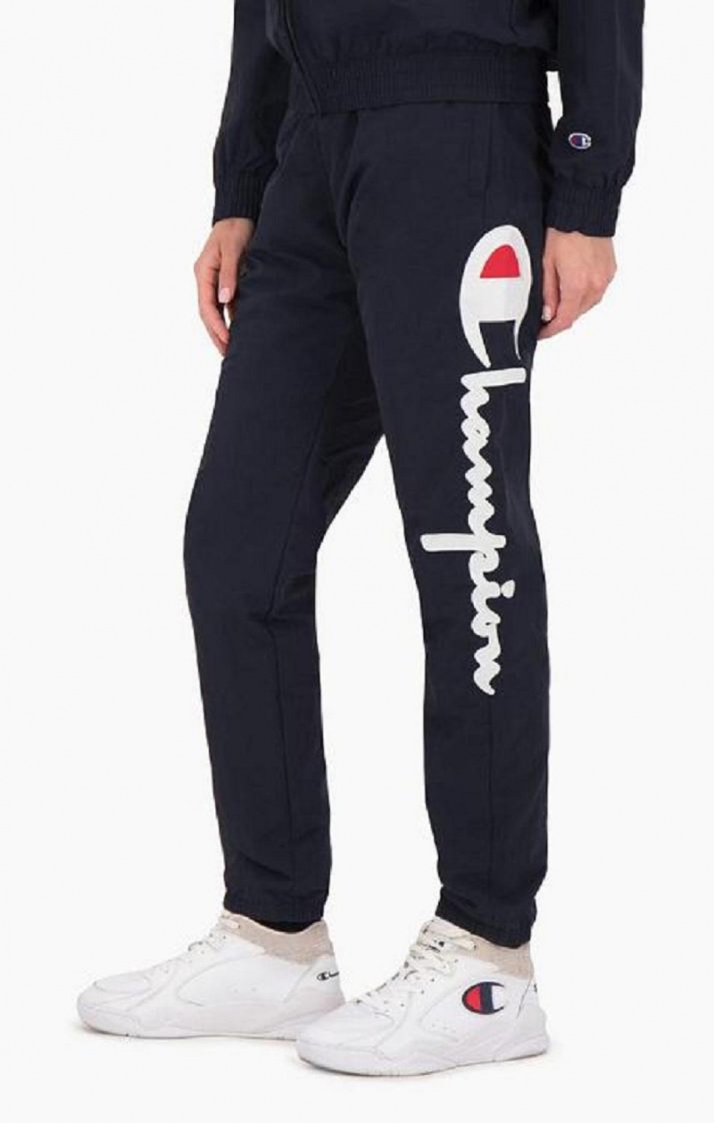 Champion Statement Script Logo Leg Track Pants Joggingbukser Dame Mørkeblå | 0249-UOPDS