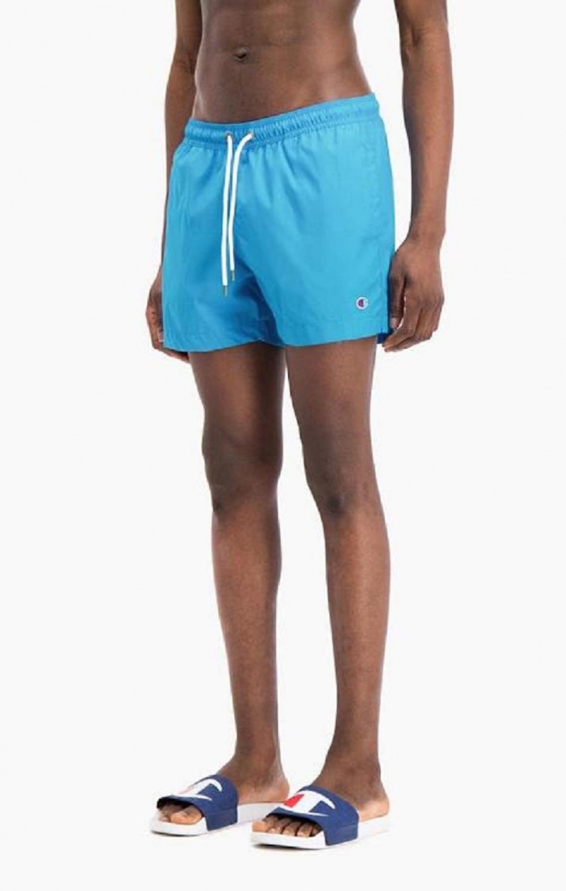 Champion Strand Reacting Script Logo Print Swim Shorts Badetøj Herre Blå | 0317-CEWZD