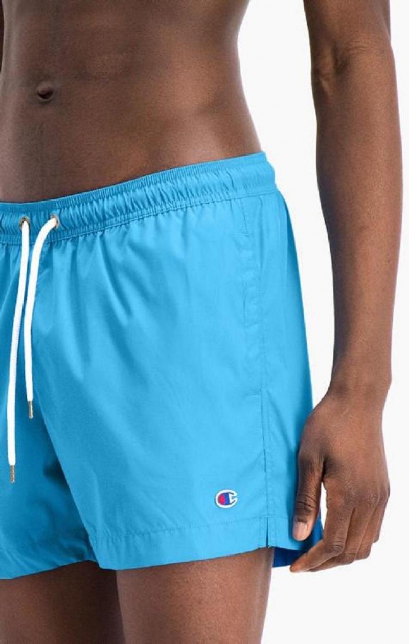 Champion Strand Reacting Script Logo Print Swim Shorts Badetøj Herre Blå | 0317-CEWZD