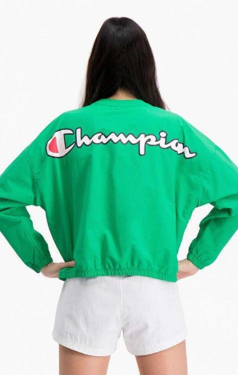 Champion Strand Repellent Script Logo Track Sweatshirt Sweatshirts Dame Lysegrøn | 9163-OFDNJ