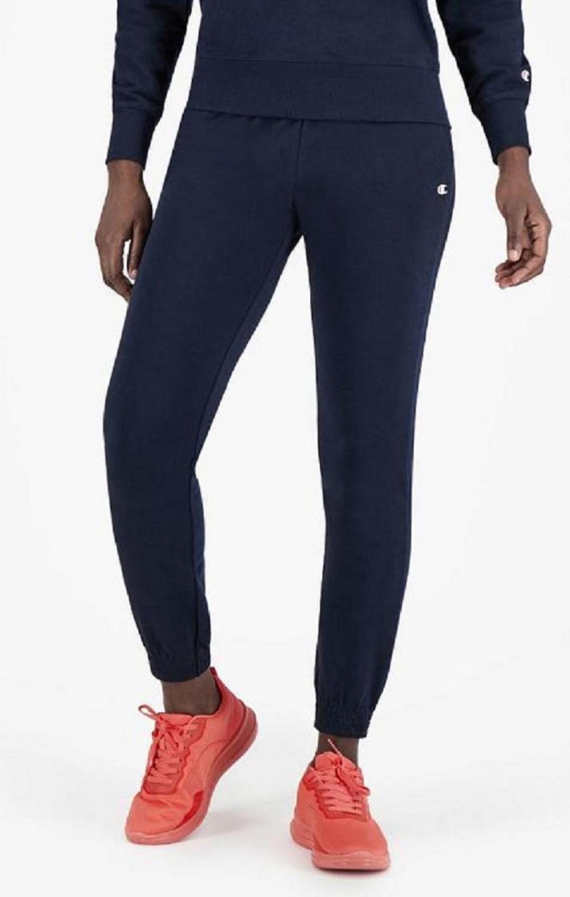 Champion Stretch Bomulds Terry Joggers Joggingbukser Dame Mørkeblå | 3501-OILNA