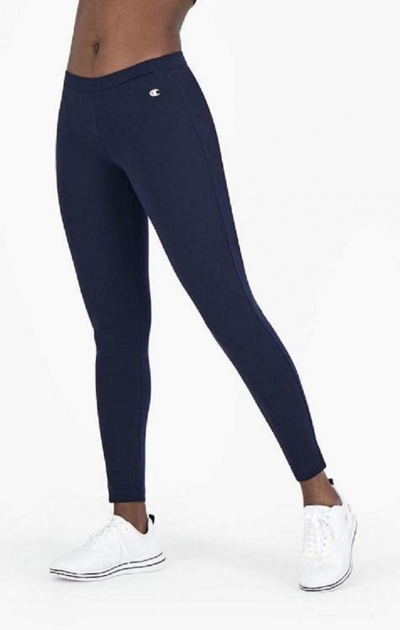 Champion Stretch Bomulds Terry Leggings Joggingbukser Dame Mørkeblå | 8391-QEOIS