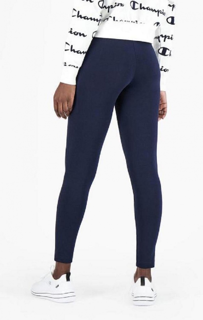 Champion Stretch Bomulds Terry Leggings Joggingbukser Dame Mørkeblå | 8391-QEOIS