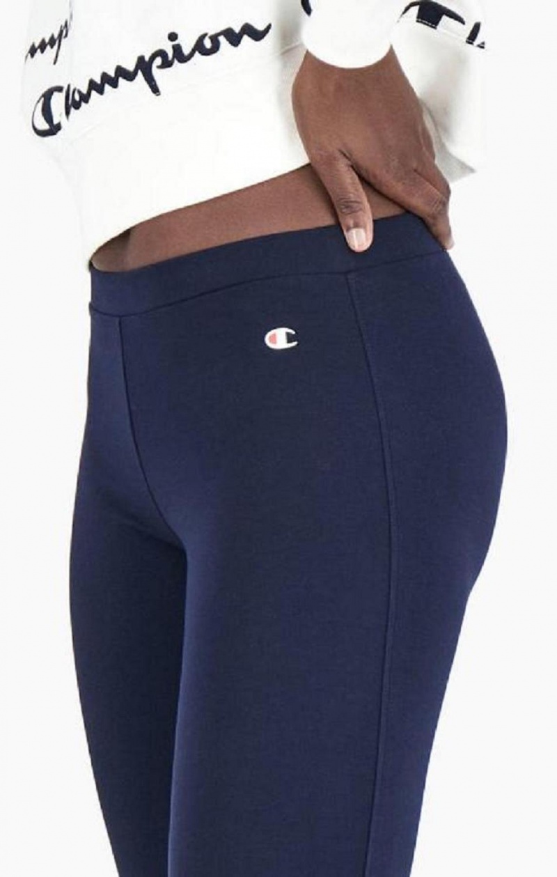 Champion Stretch Bomulds Terry Leggings Joggingbukser Dame Mørkeblå | 8391-QEOIS