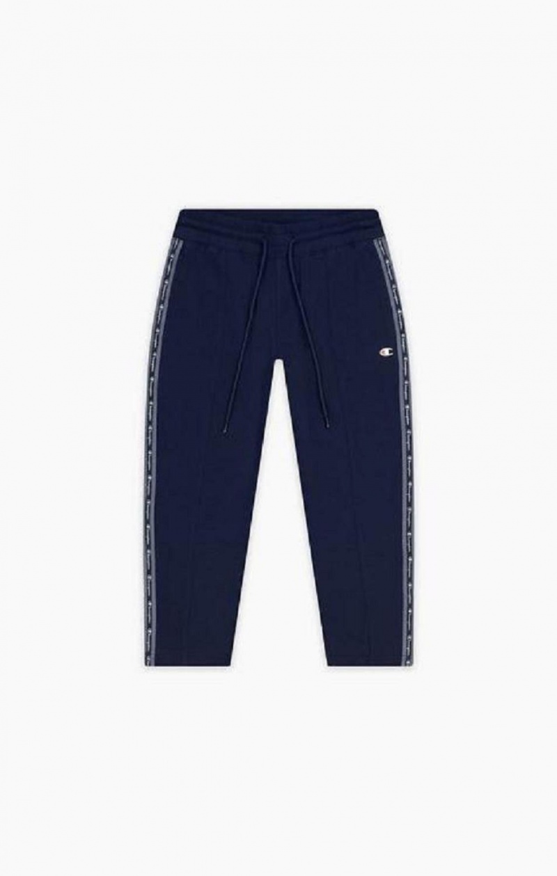 Champion Stribet Jacquard Logo Tape Joggers Joggingbukser Dame Mørkeblå | 6507-BIOQN