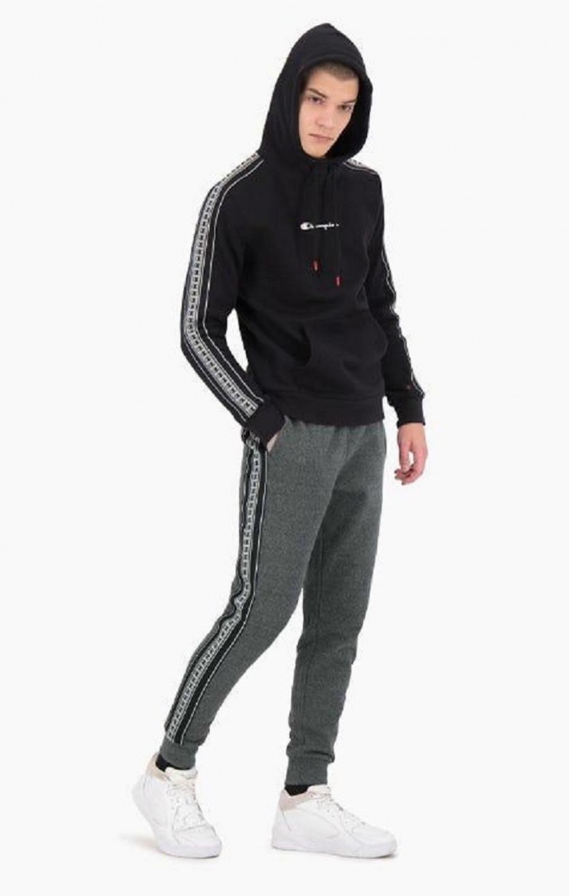 Champion Stripe C Logo Tape Bomulds Terry Joggers Joggingbukser Herre Mørkegrå | 6359-KHWYL