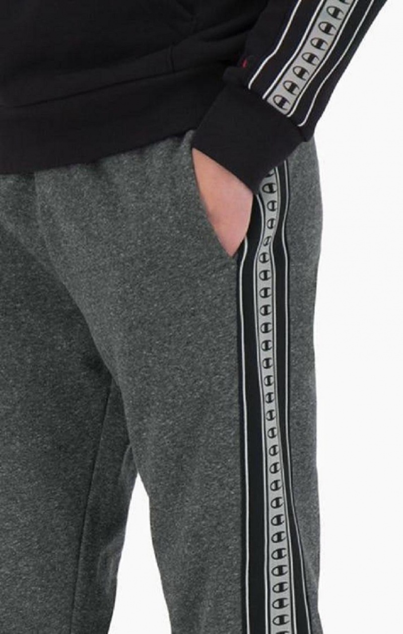 Champion Stripe C Logo Tape Bomulds Terry Joggers Joggingbukser Herre Mørkegrå | 6359-KHWYL