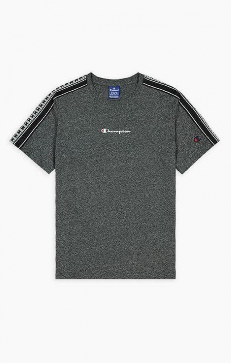 Champion Stripe C Logo Tape Sleeve T-Shirt T Shirts Herre Mørkegrå | 9124-ZFTYW