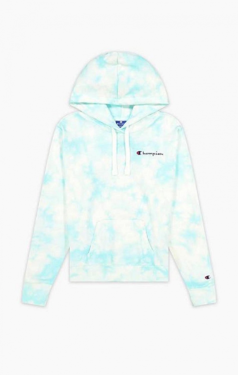 Champion Tie Dye Digital Print Hoodie Hættetrøje Dame Lyseblå | 2876-FUMYK