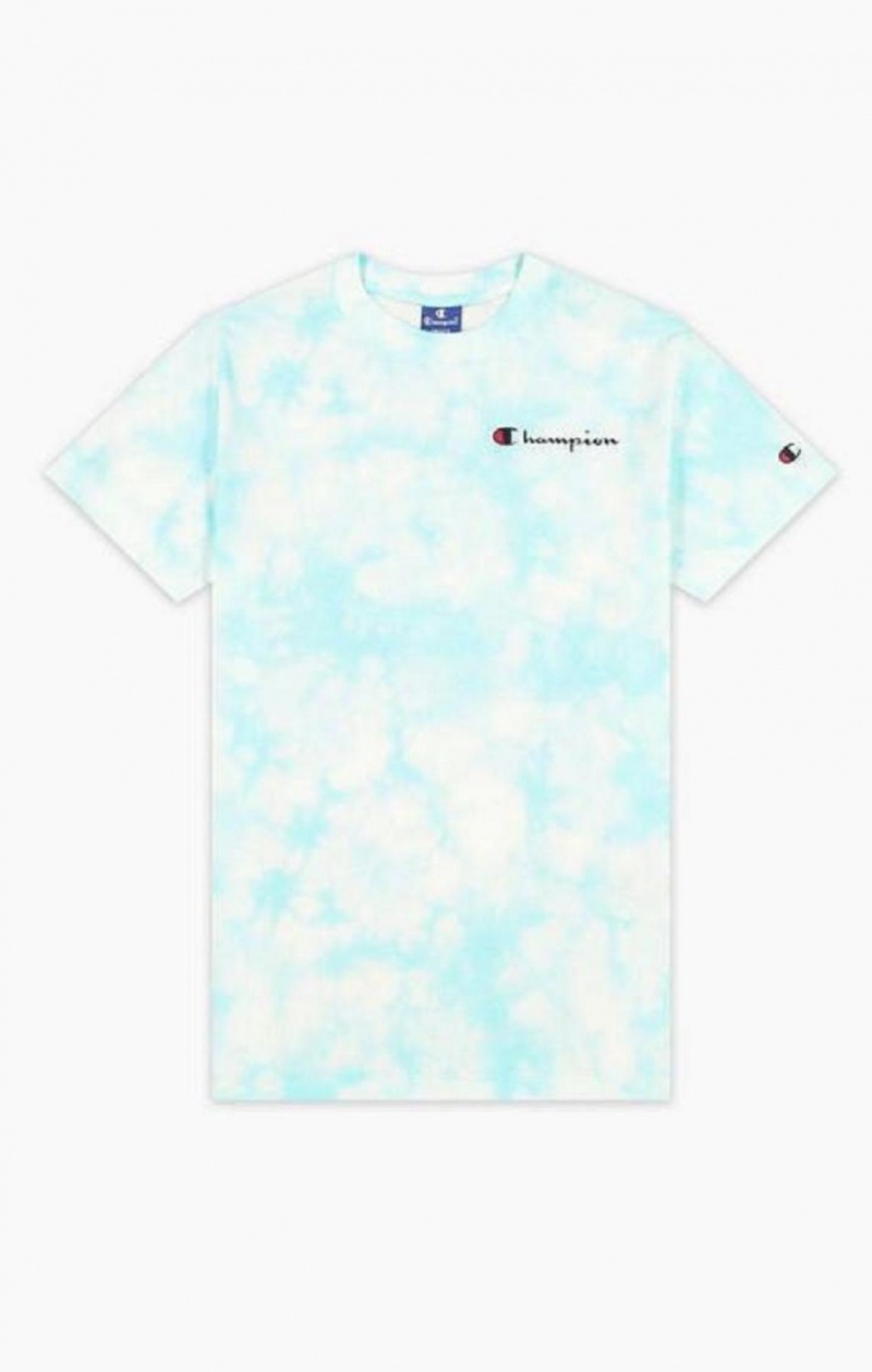 Champion Tie Dye Digital Print T-Shirt T Shirts Dame Lyseblå | 9615-VYCWJ