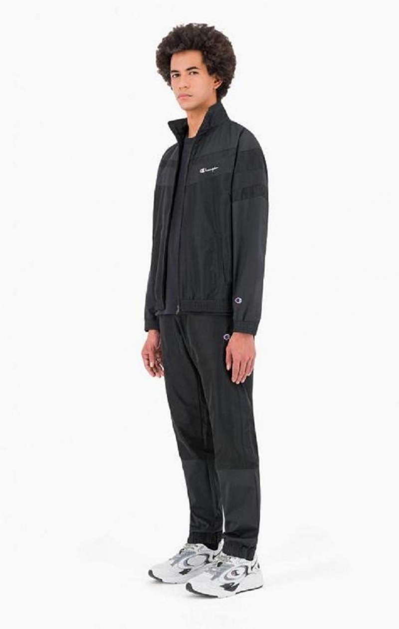 Champion Tonal Panel Tracksuit Top Træningsdragt Herre Sort | 2863-PGWHR