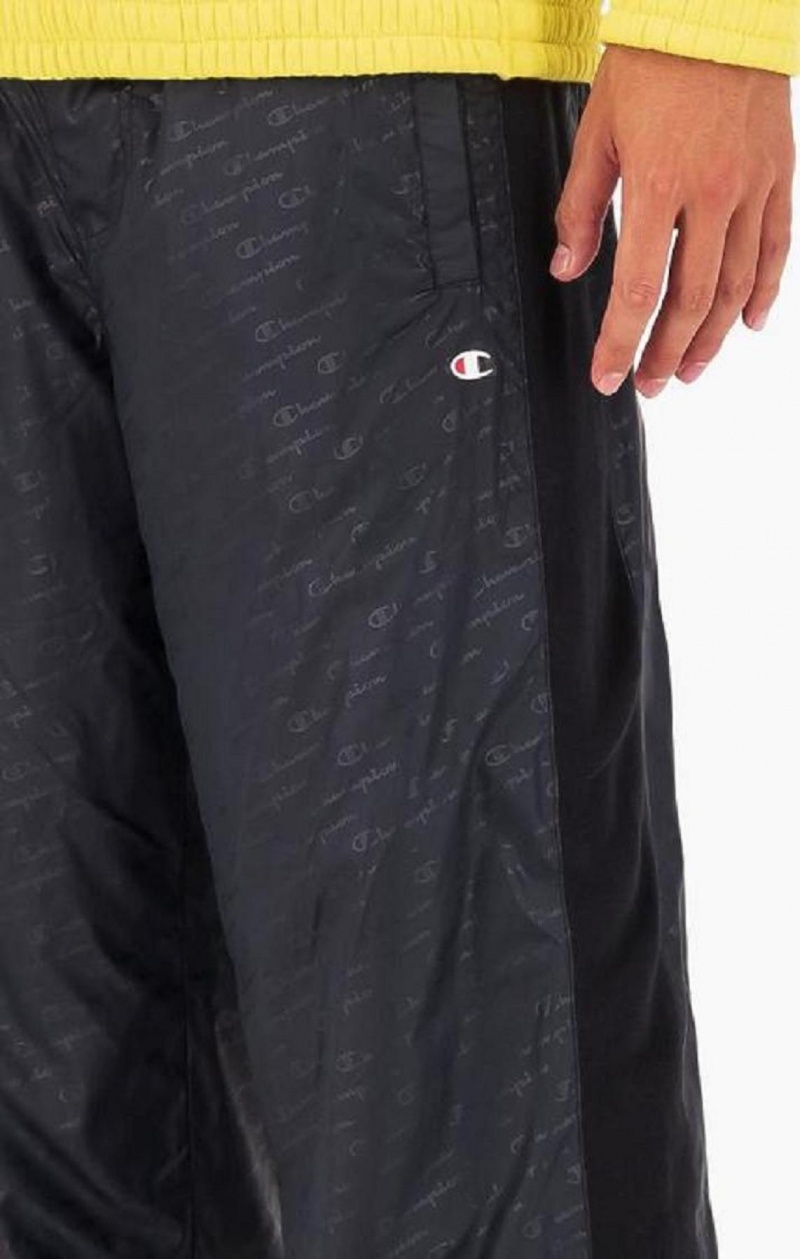 Champion Tonal Script Logo Nylon Track Pants Joggingbukser Herre Sort | 7826-TGEJB