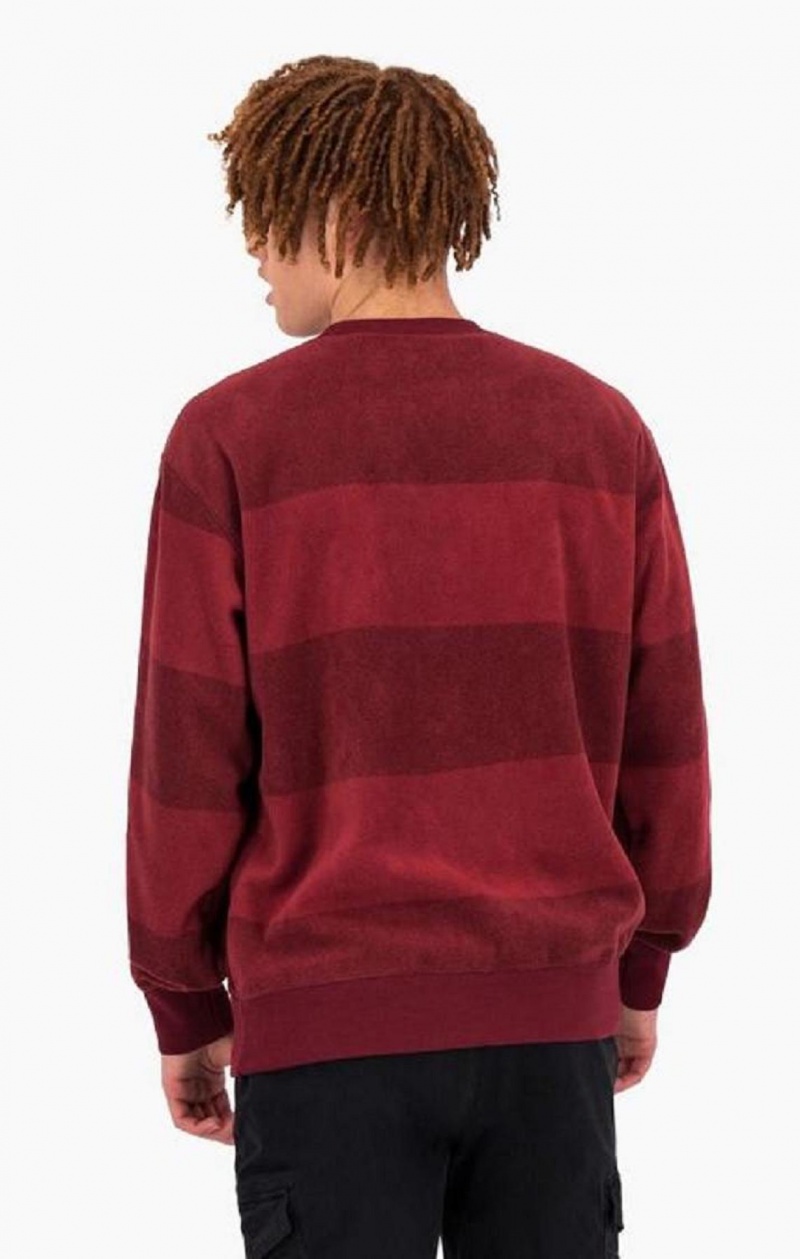 Champion Tonal Stripe Script Logo Fleece Sweatshirt Sweatshirts Herre Bordeaux | 6028-OPLXZ