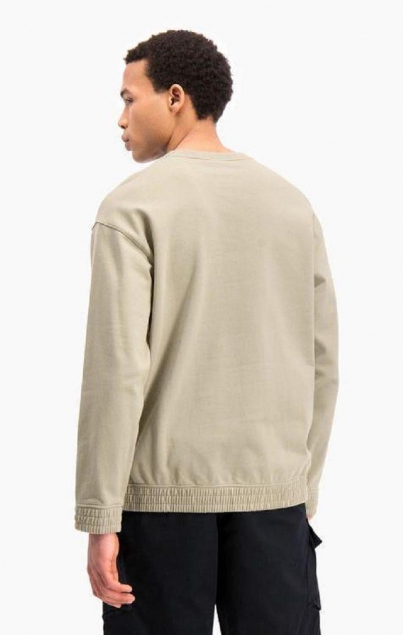 Champion Triple Script Logo Cargo Pocket Sweatshirt Sweatshirts Herre Beige | 1539-PLXKF