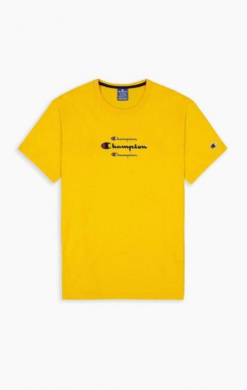 Champion Triple Script Logo T-Shirt T Shirts Herre Guld | 9856-HUQYS