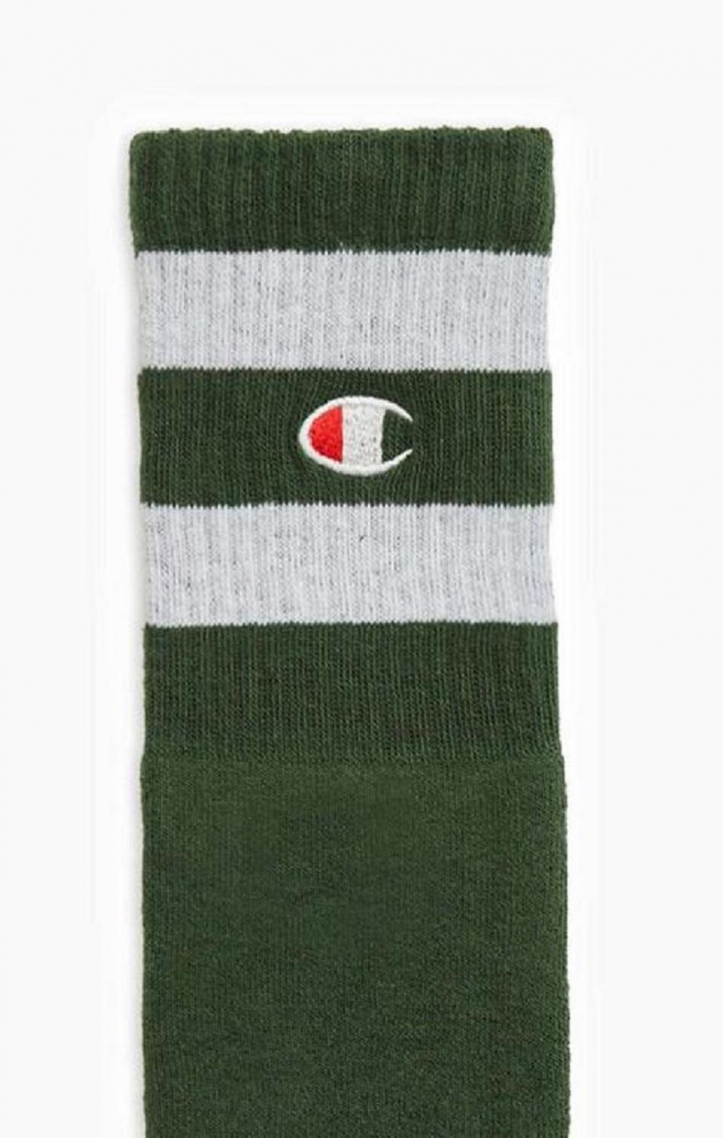 Champion Tube Stripe Crew Socks Sokker Dame Grøn | 0396-IBKJH