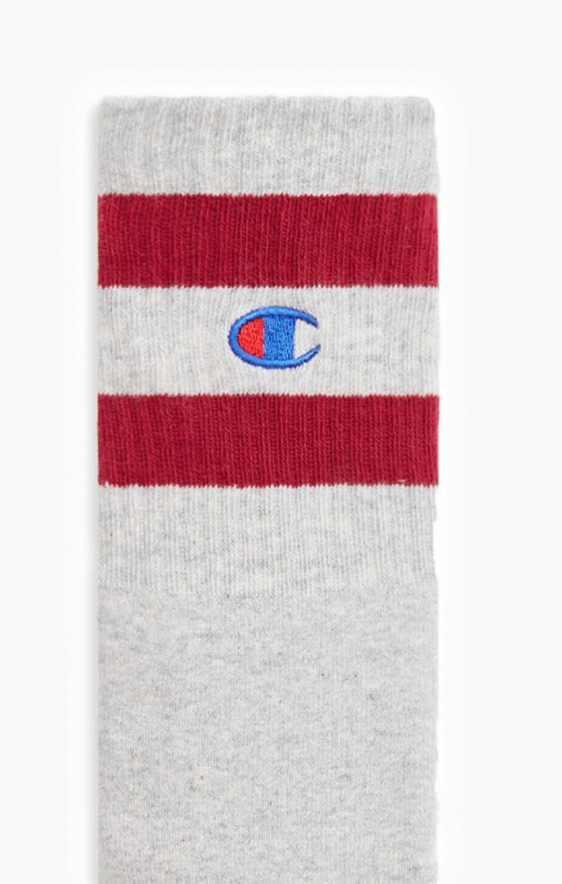 Champion Tube Stripe Crew Socks Sokker Dame Lysegrå | 4512-FRAIU