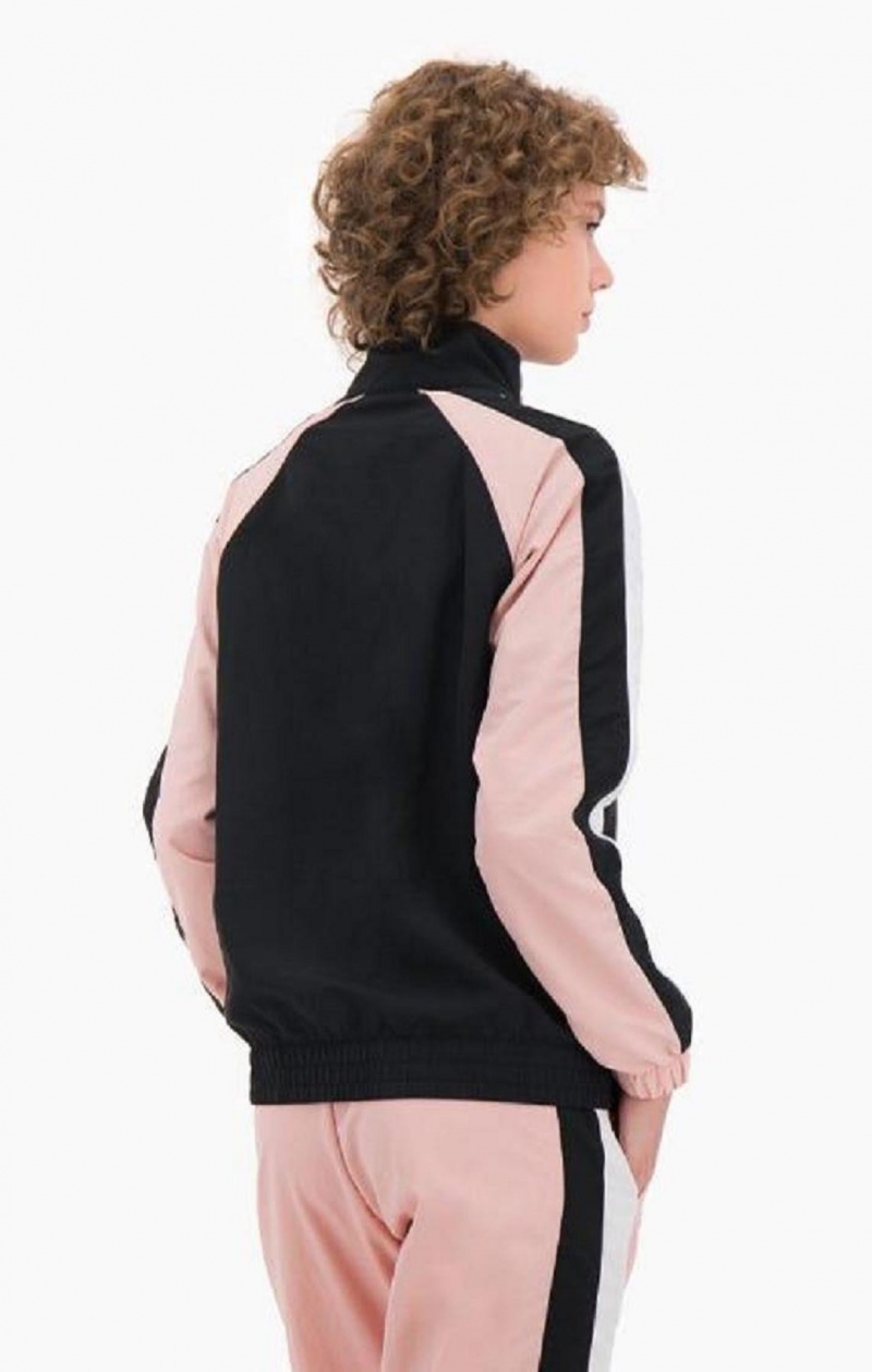 Champion Two Tone Stripe Seam Track Jacket Jakker Dame Sort Lyserød | 9680-HWBDT