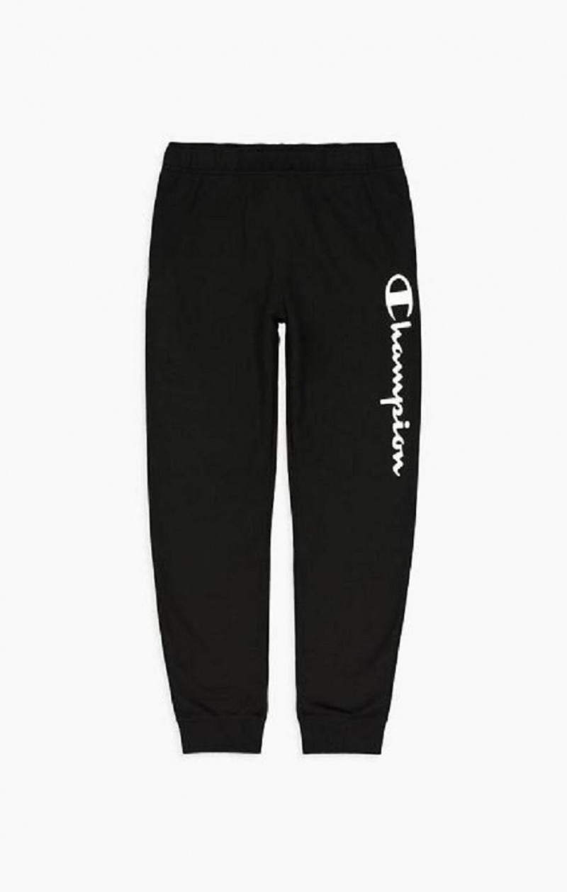 Champion Vertical Script Logo Print Joggers Joggingbukser Herre Sort | 6134-BMRWF