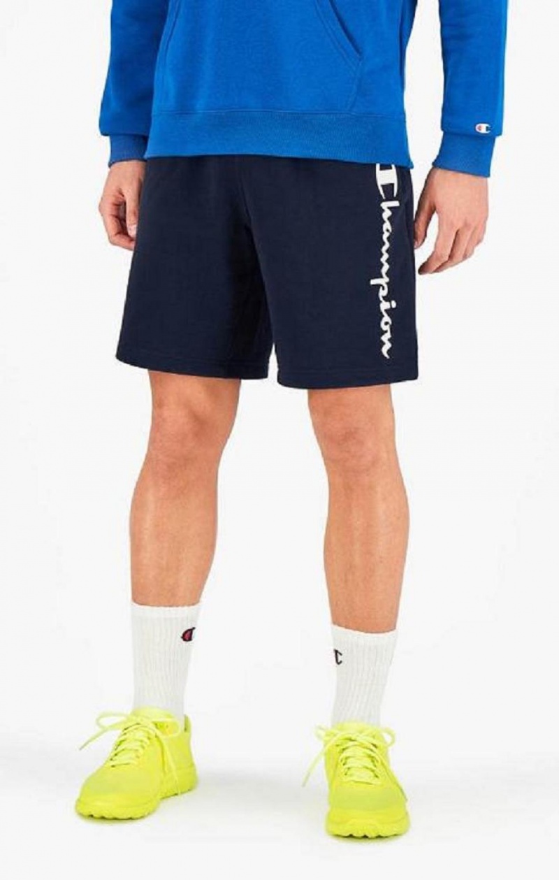 Champion Vertical Script Logo Shorts Shorts Herre Mørkeblå | 4756-SCLKR