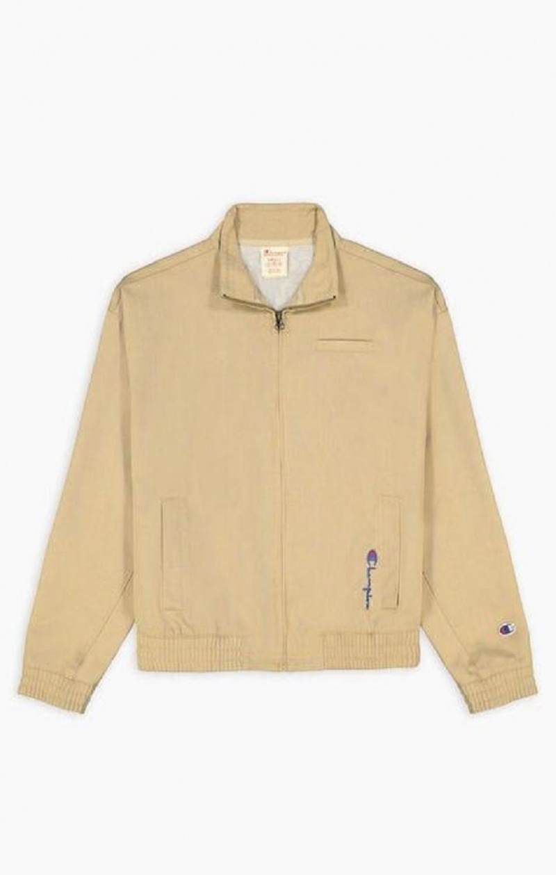 Champion Vertical Script Logo Woven Jacket Jakker Dame Beige | 1928-WHSME