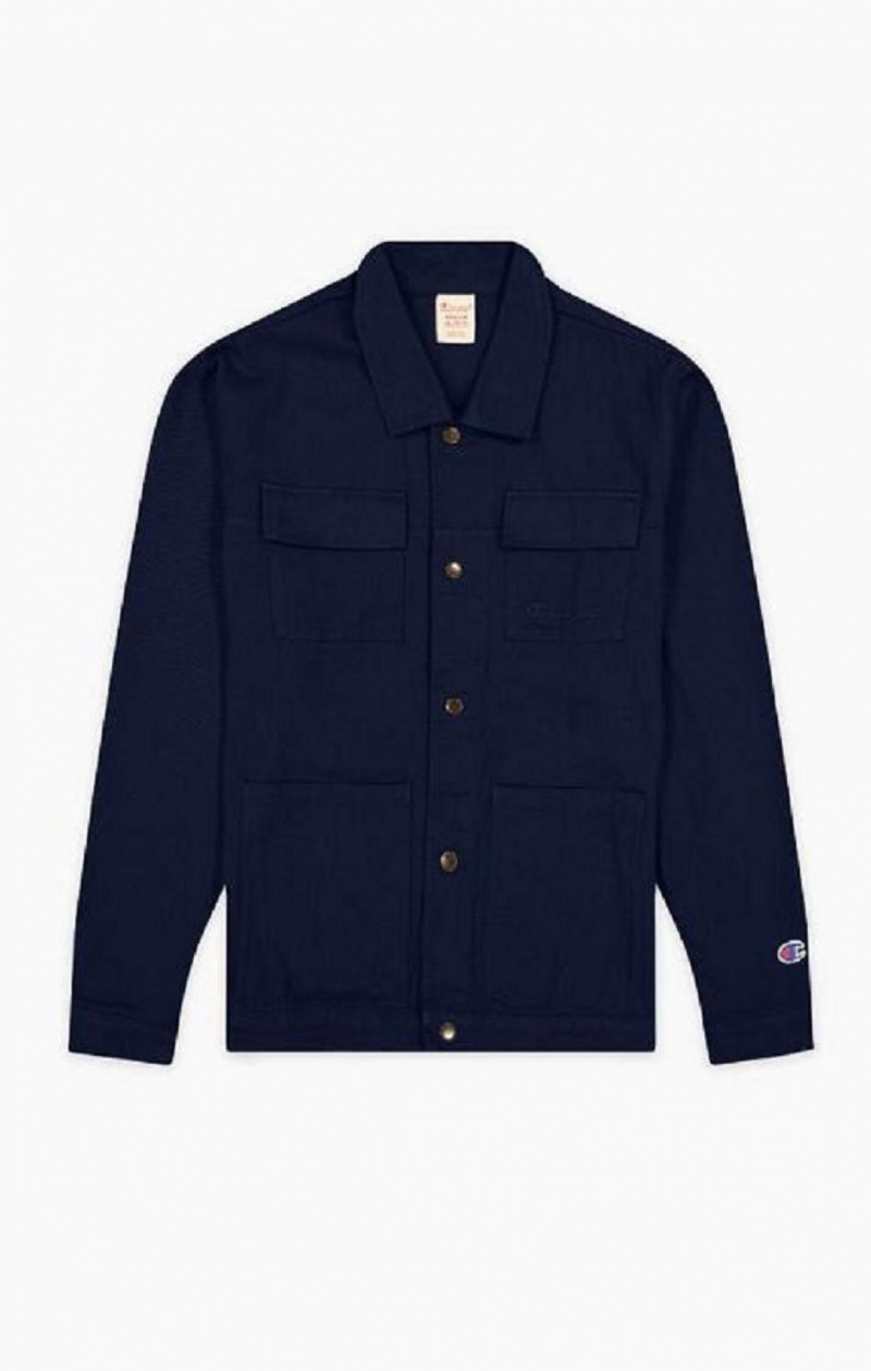 Champion Woven Utility Jacket Jakker Herre Mørkeblå | 3481-IHBVS