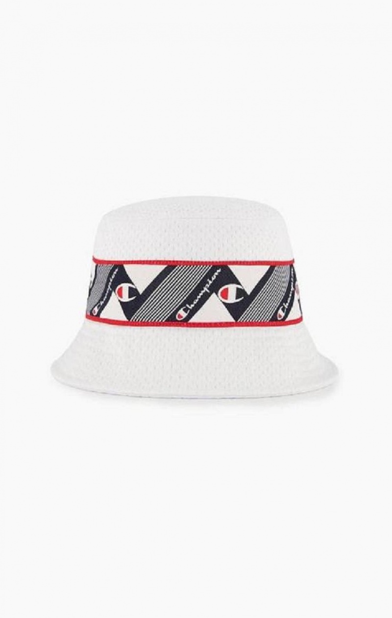 Champion Zig Zag Logo Tape Bucket Hat Hatte Dame Hvide | 0953-EMYIP