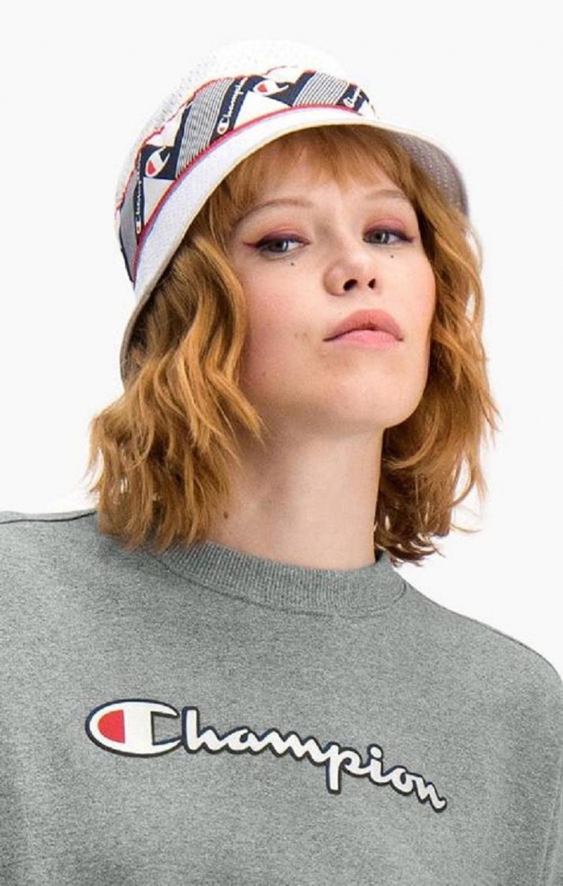 Champion Zig Zag Logo Tape Bucket Hat Hatte Dame Hvide | 0953-EMYIP