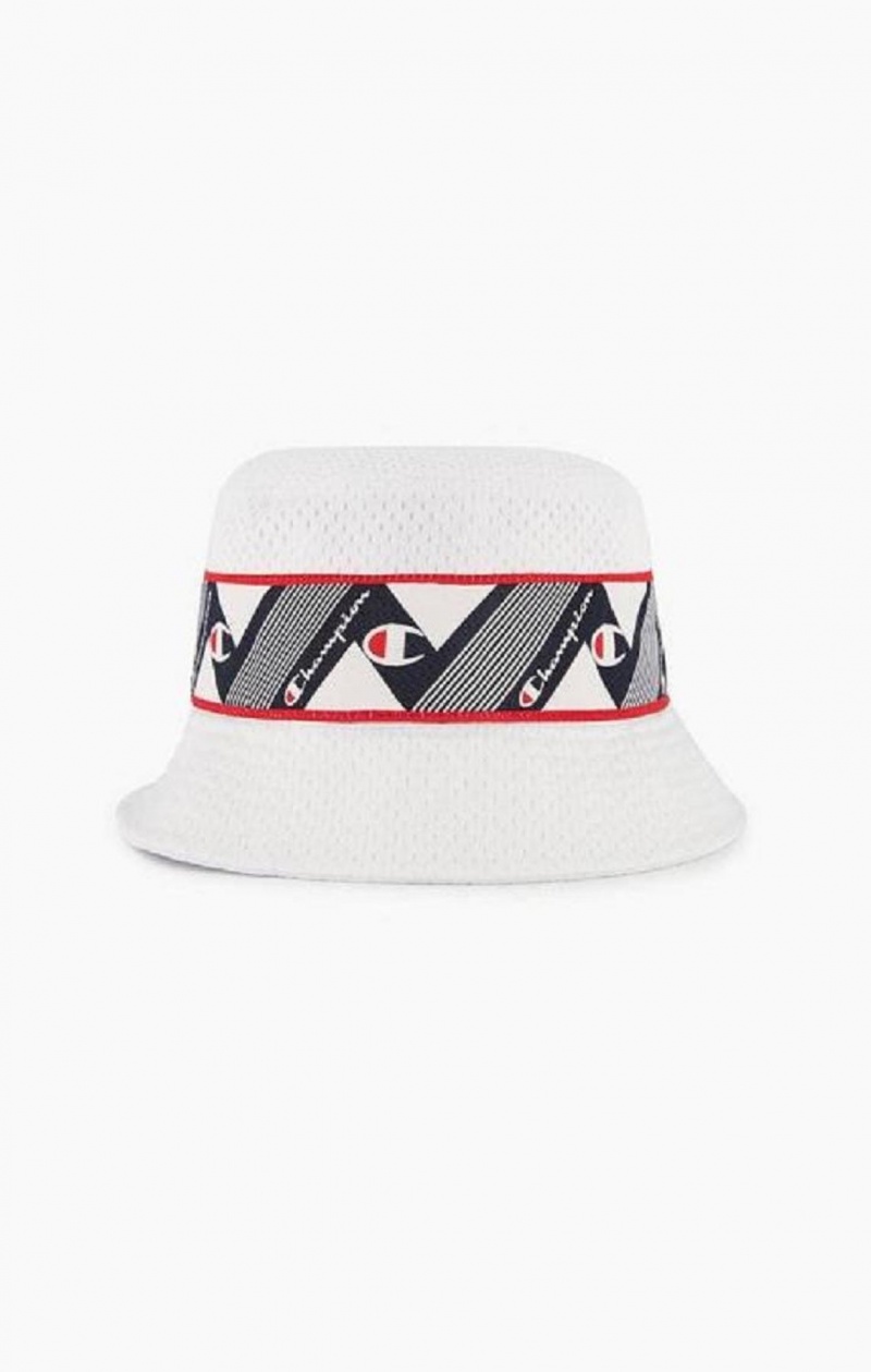 Champion Zig Zag Logo Tape Bucket Hat Hatte Dame Hvide | 0953-EMYIP