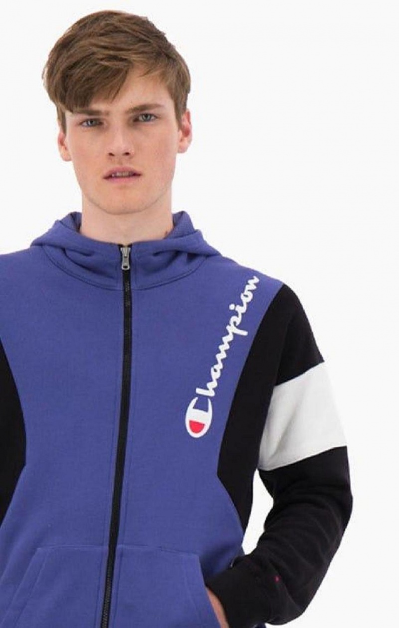 Champion Zip-Up Colour Block Bomulds Terry Hætte Jacket Hættetrøje Herre Lavendel | 9548-OBDEY