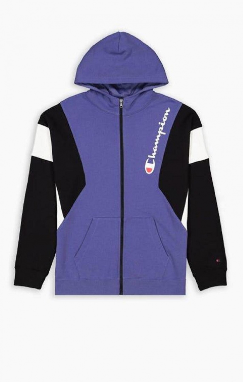 Champion Zip-Up Colour Block Bomulds Terry Hætte Jacket Hættetrøje Herre Lavendel | 9548-OBDEY