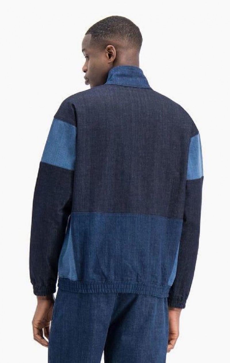 Champion Zip-Up Denim Patchwork Sweatshirt Sweatshirts Herre Turkis Blå | 0581-PDHBR