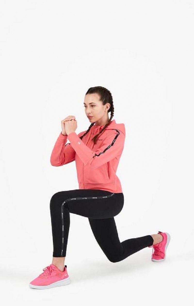 Champion Zip-Up Hoodie + Leggings Tracksuit Joggingbukser Dame Lyserød | 3514-AGTKV