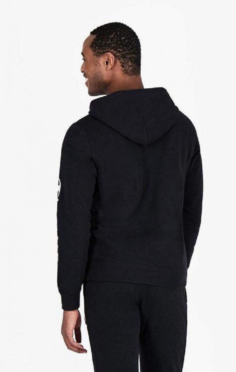 Champion Zip-Up Mesh Effect Script Logo Hoodie Hættetrøje Herre Sort | 6718-AOPLE