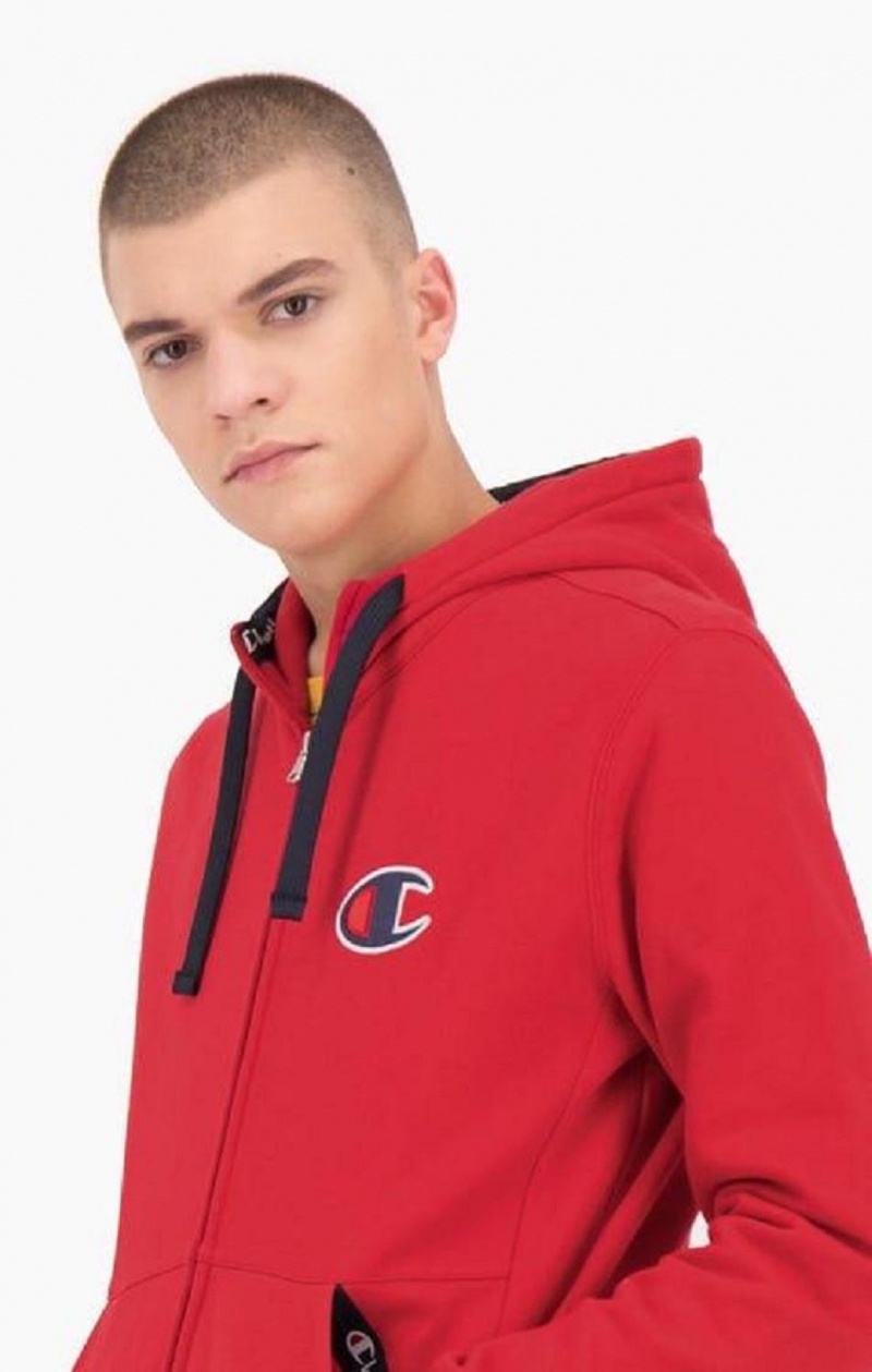 Champion Zip-Up Ruskind C Bomulds Terry Hoodie Hættetrøje Herre Rød | 2804-BKMLR