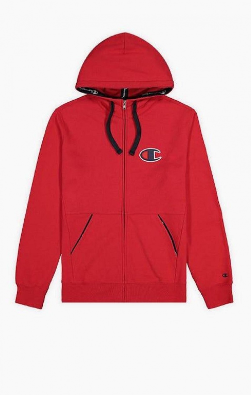 Champion Zip-Up Ruskind C Bomulds Terry Hoodie Hættetrøje Herre Rød | 2804-BKMLR