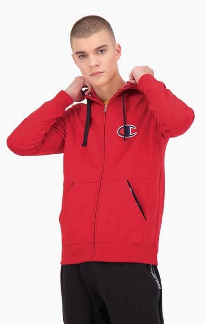 Champion Zip-Up Ruskind C Bomulds Terry Hoodie Hættetrøje Herre Rød | 2804-BKMLR