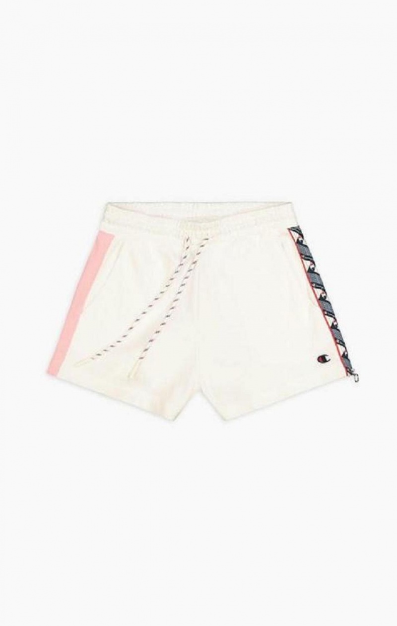 Champion Zip Detail Logo Tape Insert Shorts Shorts Dame Hvide | 5172-TRGQK